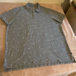 American Eagle Outfitters Men Gray/White Cactus Print Short Sleeves  XXXL Polo